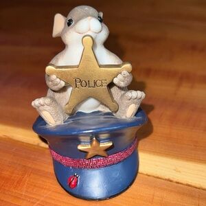Charming Tails I'll Always Protect You Mouse Figurine Police Hat Badge 89/149